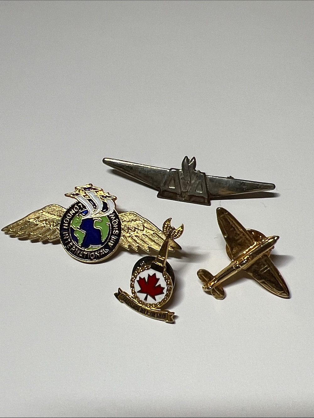 Aviation Pin Collection - Gold and Silver Pilot Wings and Plane Pins